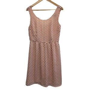 Forever 21 Mini Dress Babydoll Pink Hearts Tank Open Back Bow Twee Chiffon Zip L